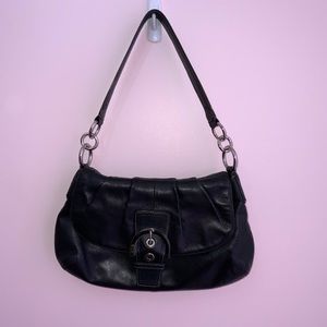 Coach Soho leather flap bag black Tiffany blue